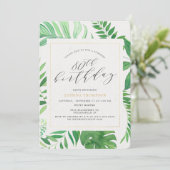 熱帯金ゴールドグリーン80thサプライズ誕生日パーティー 招待状 (スタンド正面)
