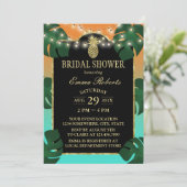 熱帯金ゴールドパイナップルエレガントルアウ（ハワイ式宴会）ブライダルシャワー 招待状 (スタンド正面)