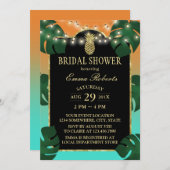 熱帯金ゴールドパイナップルエレガントルアウ（ハワイ式宴会）ブライダルシャワー 招待状 (正面/裏面)