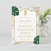 熱帯金ゴールドパイナップルモダンマーブル結婚ズ 招待状 (スタンド正面)