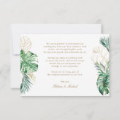 熱帯金ゴールドパームアーチフォト結婚ズ サンキューカード (裏面)