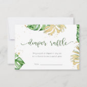 熱帯金ゴールドベビーシャワーおむつラッフルカード 招待状 (正面)