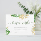 熱帯金ゴールドベビーシャワーおむつラッフルカード 招待状 (スタンド正面)