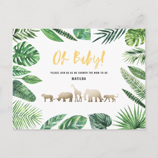 熱帯金ゴールドモダンカラフル母体へ ポストカード (正面)