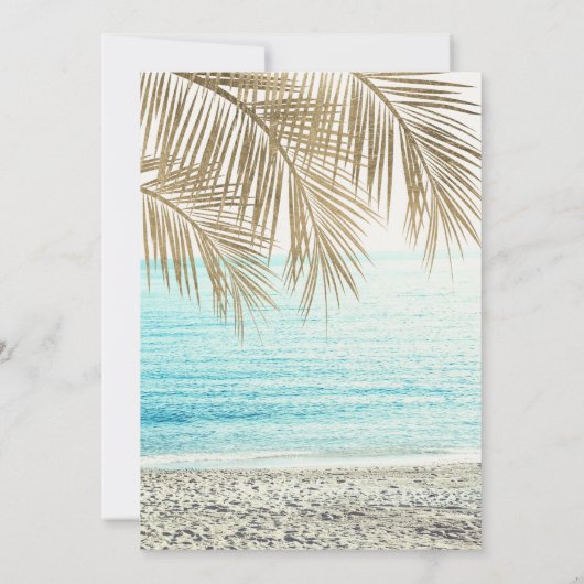 熱帯金ゴールドヤシの木のビーチスクリプトSweet 16 招待状 (裏面)