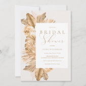 熱帯金ゴールド乾燥パンパスブライダルシャワー 招待状 (正面)