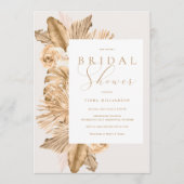 熱帯金ゴールド乾燥パンパスブライダルシャワー 招待状 (正面)