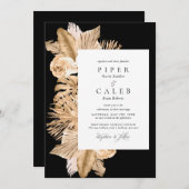 熱帯金ゴールド乾燥草結婚式招待状 招待状 (正面/裏面)