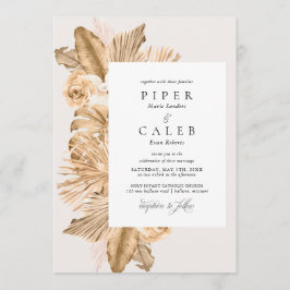 熱帯金ゴールド乾結婚草 招待状