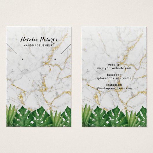 熱帯金ゴールド大理石ジュエリーイヤリングディスプレイ (正面&裏面)