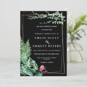 熱帯金ゴールド幾何学模様結婚白黒 招待状 (スタンド正面)