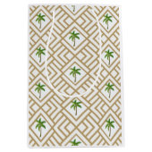 熱帯金ゴールド幾何学的ヤシの木 ミディアムペーパーバッグ (正面)