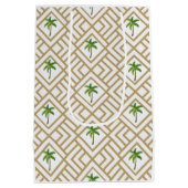 熱帯金ゴールド幾何学的ヤシの木 ミディアムペーパーバッグ (裏面)