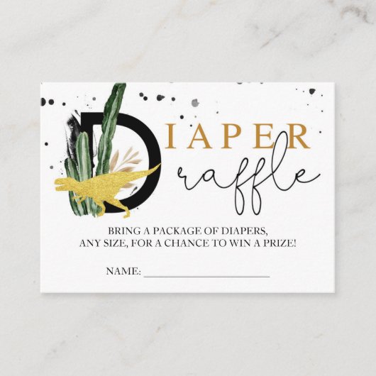 熱帯金ゴールド恐竜おむつラッフルインサート エンクロージャーカード (正面)