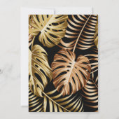 熱帯金ゴールド植物白誕生日パーティー 招待状 (裏面)