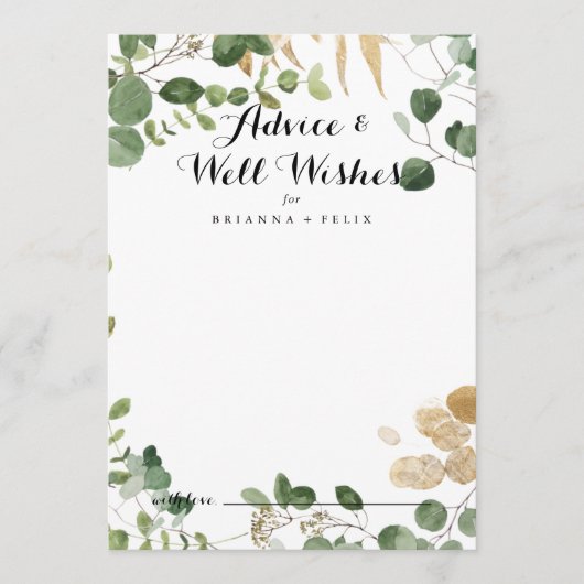 熱帯金ゴールド結婚のウェルウィッシュアドバイスカード アドバイスカード (正面)