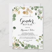 熱帯金ゴールド緑葉ジェンダーがパーティーを明かす 招待状 (正面)