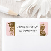 熱帯金ゴールド花オンピンク |エキゾチック結婚の ラベル (インサイチュ)