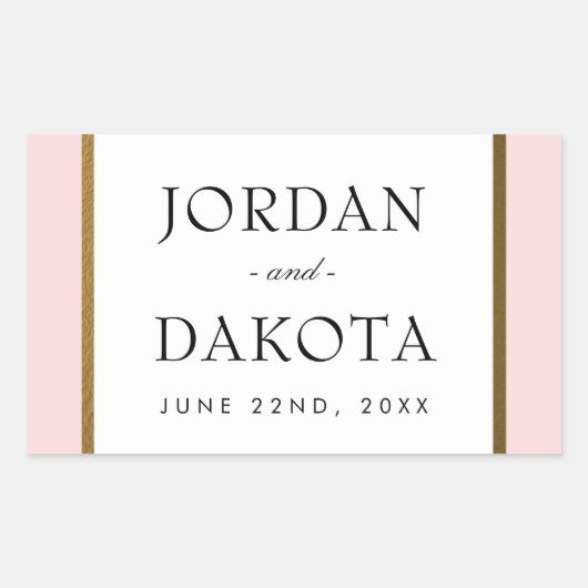 熱帯金ゴールド花オンピンク |エキゾチック結婚の 長方形シール (正面)