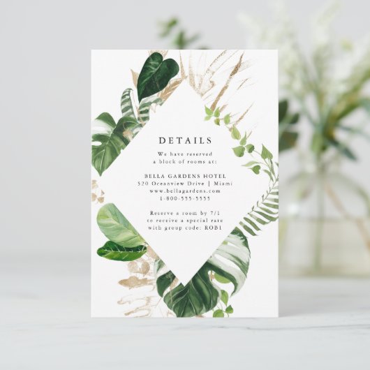 熱帯金ゴールド |の結婚詳細カード 出欠カード (スタンド正面)