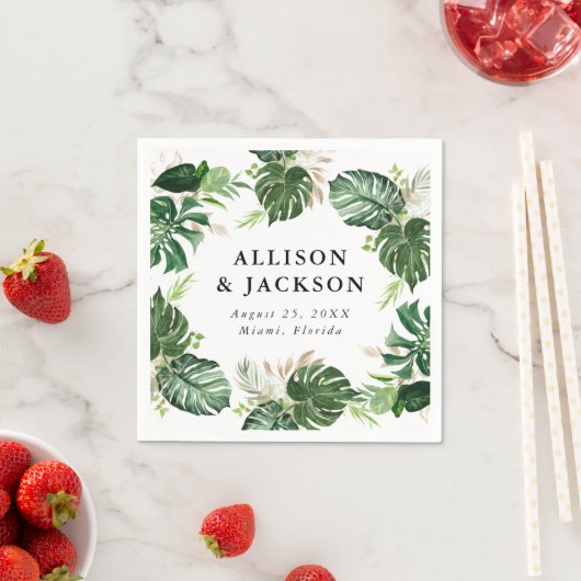 熱帯金ゴールド |パーソナライズされた結婚s スタンダードカクテルナプキン (インサイチュ)