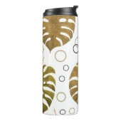 熱帯金ゴールド：モンステラ葉水色 タンブラー (回転左)