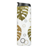 熱帯金ゴールド：モンステラ葉水色 タンブラー (回転右)