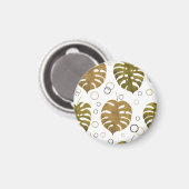 熱帯金ゴールド:モンステラ葉水色 マグネット (正面/裏面)