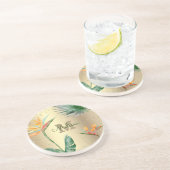 熱帯金箔フローラ葉モノグラムスクリプト コースター (側面)