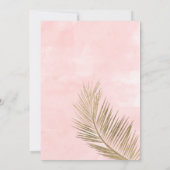 熱帯金色やし自由章の木のビーチの赤面のピンクの結婚式 招待状 (裏面)