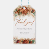 熱帯銅フローラパンパスボホブライダルシャワー ギフトタグ (裏面)