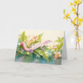 熱帯開花のピンク色の斑点のあるゲッコ カード (黄色い花)