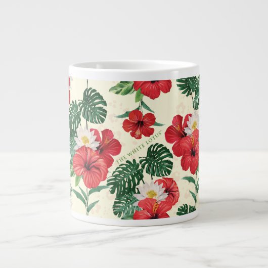 熱帯開花ズオブザホワイトロータス ジャンボコーヒーマグカップ (正面)
