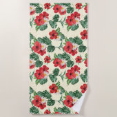 熱帯開花ズオブザホワイトロータス ビーチタオル (正面)