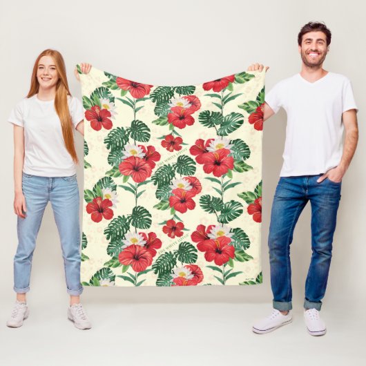 熱帯開花ズオブザホワイトロータス フリースブランケット (インサイチュ)