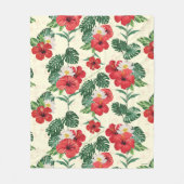 熱帯開花ズオブザホワイトロータス フリースブランケット (正面)