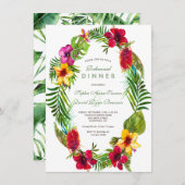 熱帯開花ハイビスカス金ゴールドリハーサルディナー 招待状 (正面/裏面)