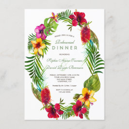 熱帯開花ハイビスカス金ゴールドリハーサルディナー 招待状