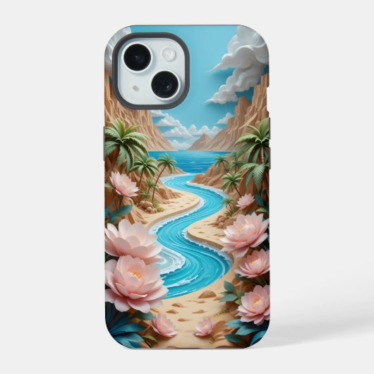 熱帯開花リバーiPhone / iPadケース iPhone 15ケース (裏面)