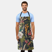 熱帯開花:シームレスフラワーパターン エプロン (着用した状態)