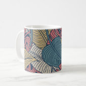 熱帯離れのフローラ、シームレスな背景。 コーヒーマグカップ (正面左)