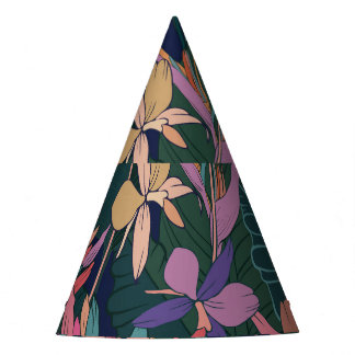 熱帯離れのヴィンテージ、花：並んだ。 パーティーハット