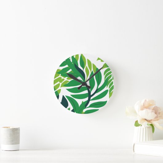 熱帯離れの植物 ラウンド壁時計 (ホーム)