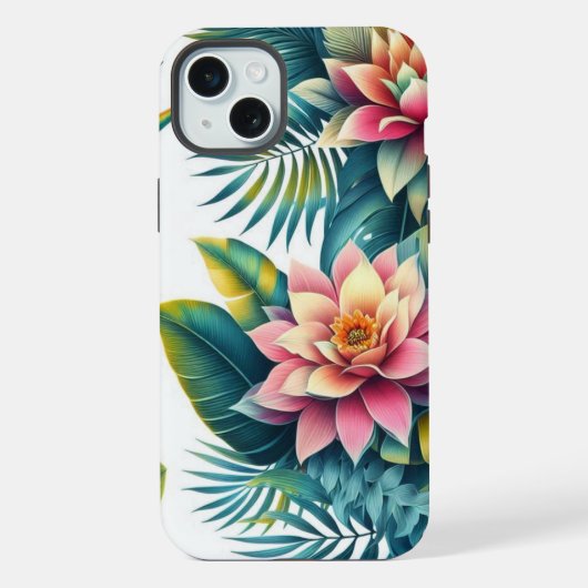 熱帯離れの花と花の電話ケース iPhoneケース (裏面)