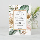 熱帯離れグリッター幾何学模様結婚の 招待状 (スタンド正面)