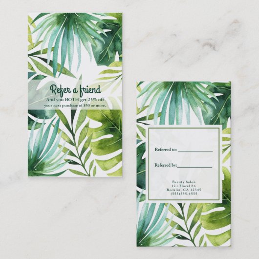 熱帯離れハワイアン植物が友人を参照 紹介カード (正面/裏面)
