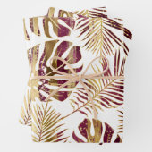 熱帯離れパターン（の模様が）あるのバルガンと金ゴールド ラッピングペーパーシート (インサイチュ)