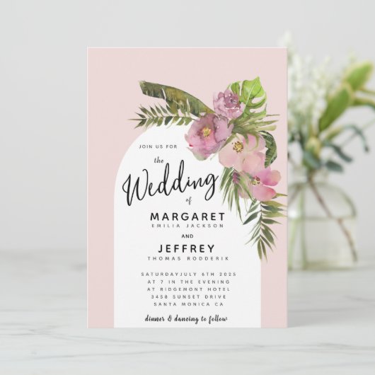 熱帯離れフローラダスティバラパープル結婚ズ 招待状 (スタンド正面)