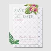 熱帯離れフローラ結婚式の日付を保存 ベラム紙招待状 (オフセット (招待状))