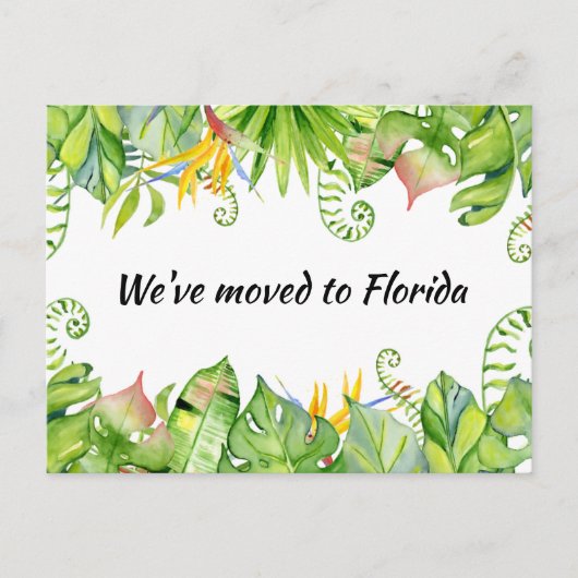 熱帯離れ引っ越しましたからフロリダへの新しい住所 ポストカード (正面)